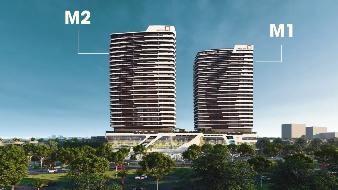 Phối cảnh 2 tòa tháp M1 và M2 của The Meridian Đà Nẵng, chủ đầu tư Landcom