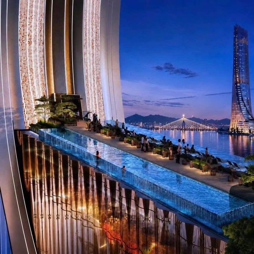 Bể bơi vô cực Sun Galaxy Complex, view Sông Hàn