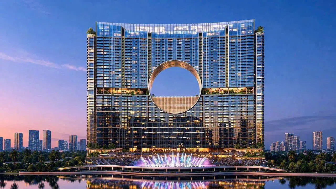 Sun Galaxy Complex, phối cảnh tòa tháp Moon Gate về đêm
